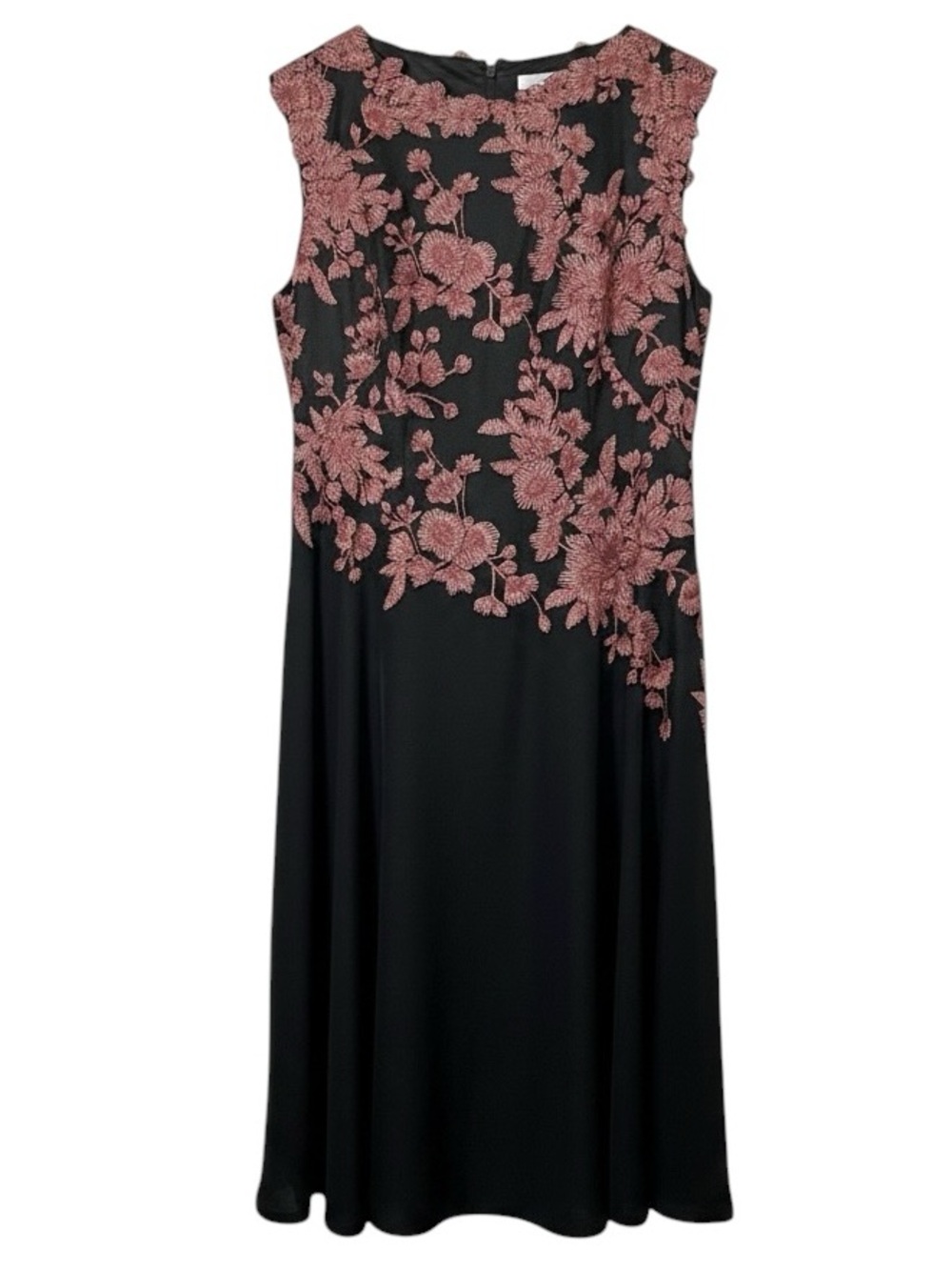 Tadashi Shoji Floral Embroidered Metallic Sleeveless Cocktail Dress Size 14